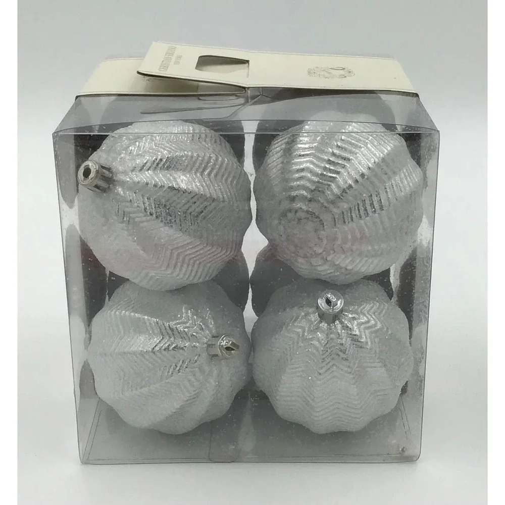 Christian Siriano New York 16 pc Silver Shatterproof Christmas Ornaments Glam